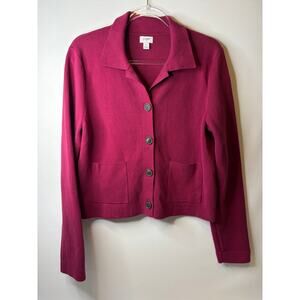 J Crew Factory Burgundy Polo Cardigan Button Sweater Size Large Women's